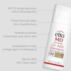 Elta MD UV Elements Broad-Spectrum SPF 44 Tinted 1.7oz / 50ml (New Name - Elta MD UV AOX Elements Broad-Spectrum SPF 50 Tinted) 17 Elta MD UV Elements Broad-Spectrum SPF 44 Tinted 1.7oz / 50ml (New Name - Elta MD UV AOX Elements Broad-Spectrum SPF 50 Tinted) -Skin Care By Alana UVAOX4